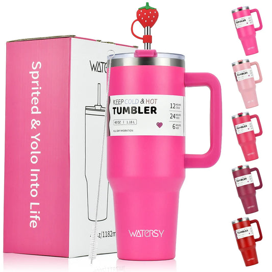 30oz/40oz Stainless Steel Insulated Tumbler with Handle – Large Capacity Thermal Mug for Hot & Cold Beverages