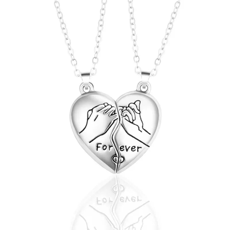 Magnetic Heart Electrocardiogram Pendant Necklace – Stainless Steel Couple Necklace Valentine's Day Gift