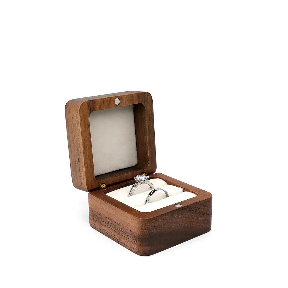 Wooden Jewelry Box - Engagement Ring Necklace Earrings Pendant Organizer