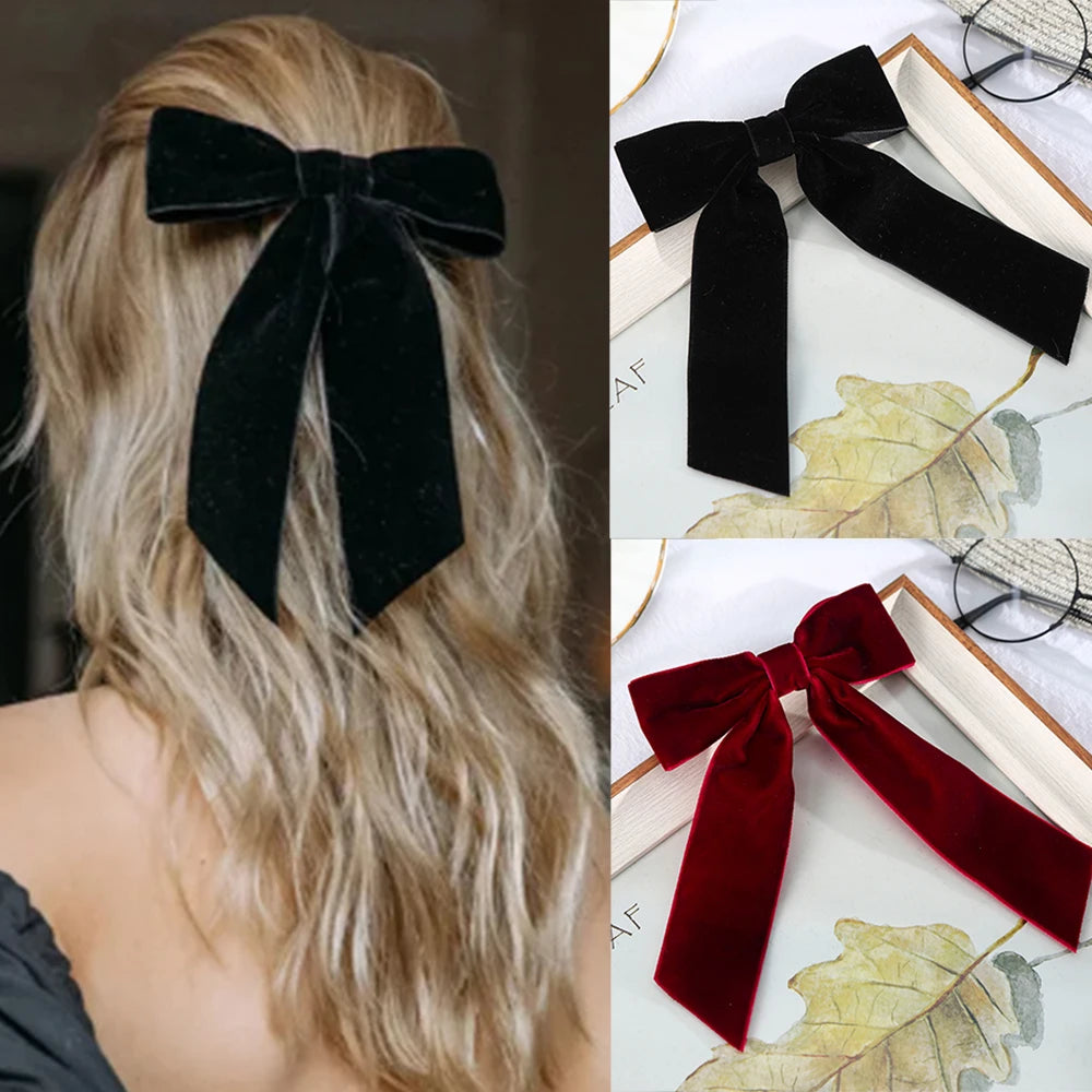 Velvet Bow Hair Clips – Elegant Barrettes for Women & Girls, Fashion Ribbon Hair Accessories