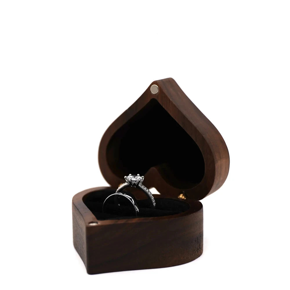 Heart-Shaped Walnut Ring Box