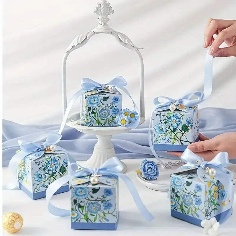 10-Piece Hand-Painted Floral Candy Box – Elegant Wedding, Engagement, and Anniversary Gift Boxes