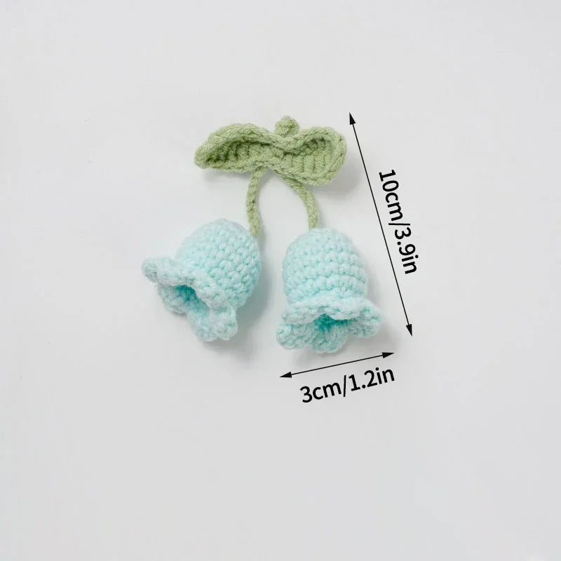 Crochet Flower Plant Keychain – Artificial Knitted Flower Hanging Decoration for Weddings, Gifts, and Car Pendants