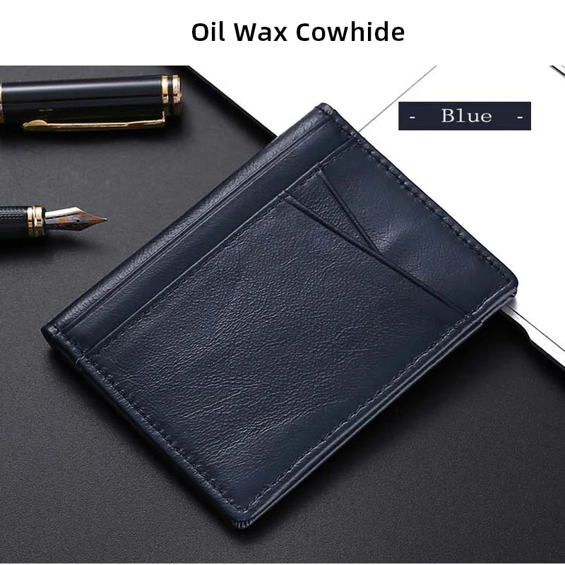 Super Slim Genuine Leather Credit Card Holder Wallet – Minimalist Small Card Organizer for Men