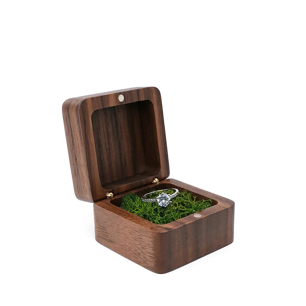 Wooden Jewelry Box - Engagement Ring Necklace Earrings Pendant Organizer