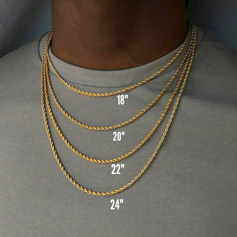 HIYEE Classic Rope Chain Necklace – Stainless Steel Figaro Cuban Chain for Men