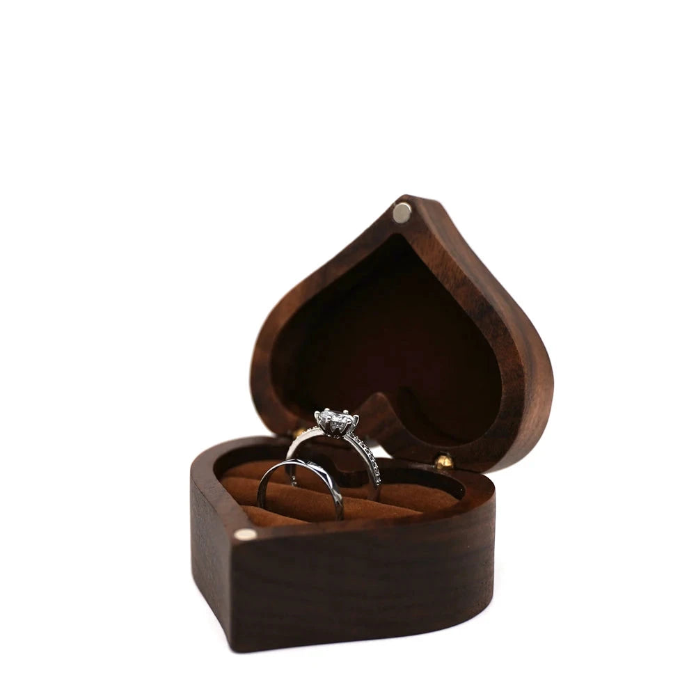 Heart-Shaped Walnut Ring Box