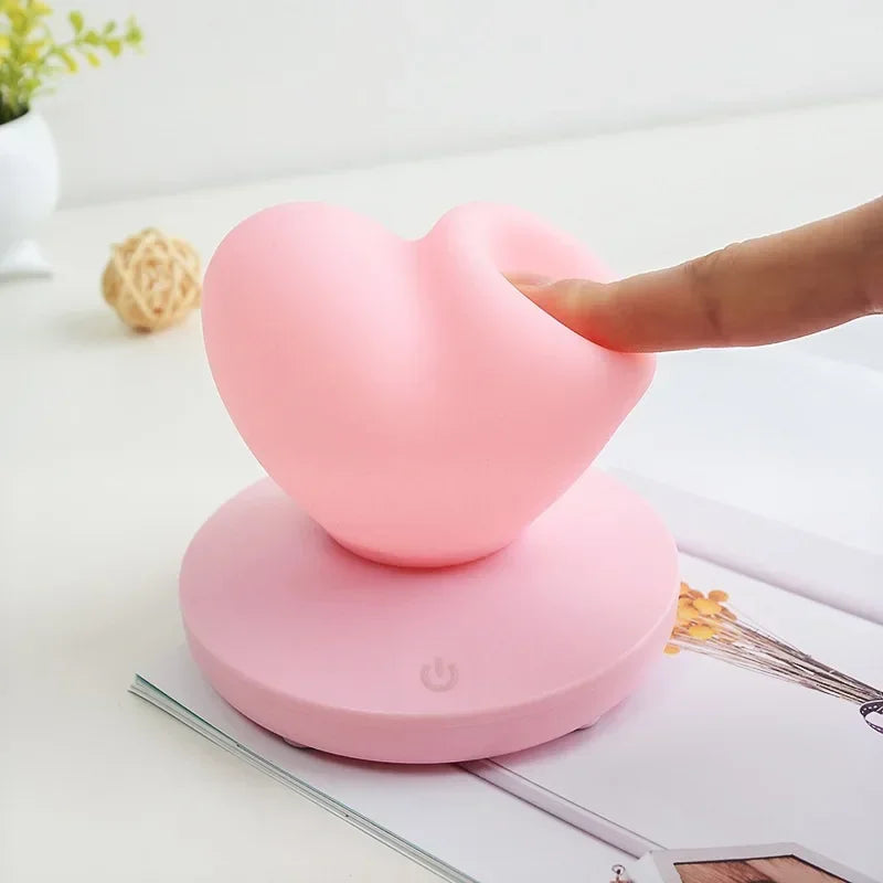 USB Rechargeable Romantic Love Heart LED Night Light – Touch Control Table Lamp for Valentine’s Day, Anniversary, and Home Decor