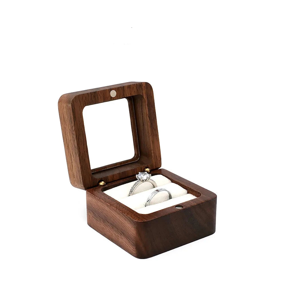 Wooden Jewelry Box - Engagement Ring Necklace Earrings Pendant Organizer