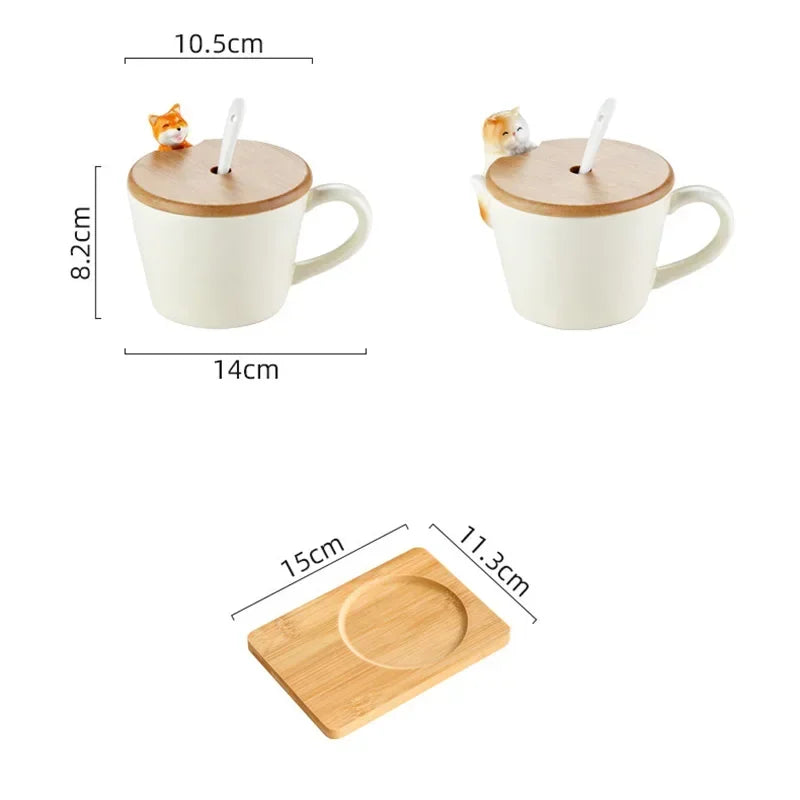 Cute Dog & Cat Ceramic Mug – 350ml Porcelain Milk Cup, Kids Water Cup, Couple Coffee Mug, Birthday Gift, Home Decoration