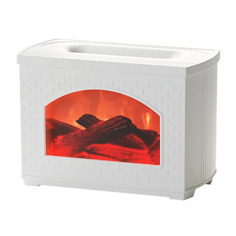 Flame Effect Fireplace Humidifier – Portable Tabletop USB Aroma Diffuser with 270ml Water Tank