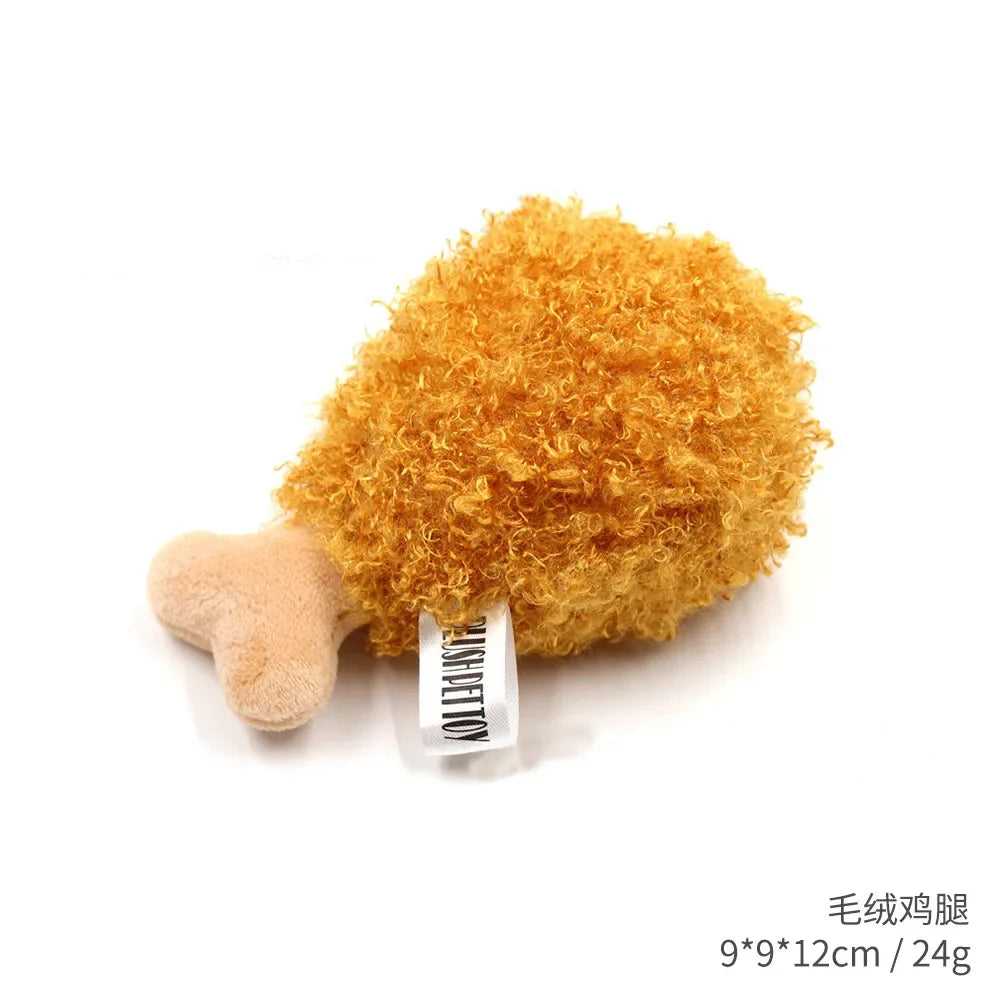 Plush Squeaky Dog Toys – Soft Chew-Resistant Ice Cream, Fries, and Hamburger Toys for Dogs