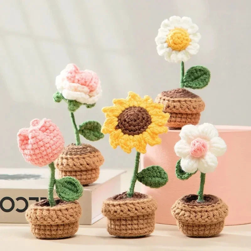 Hand-Knitted Sunflower Crochet Flower - Home Decoration