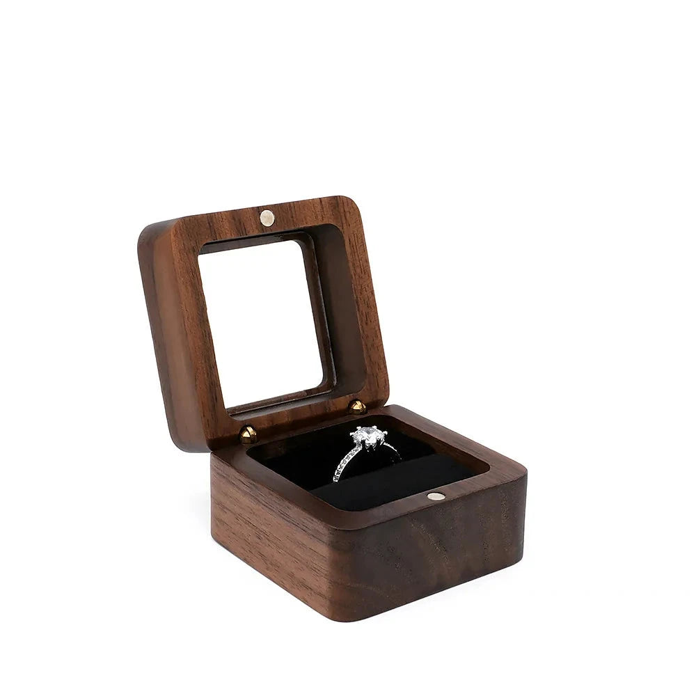Wooden Jewelry Box - Engagement Ring Necklace Earrings Pendant Organizer