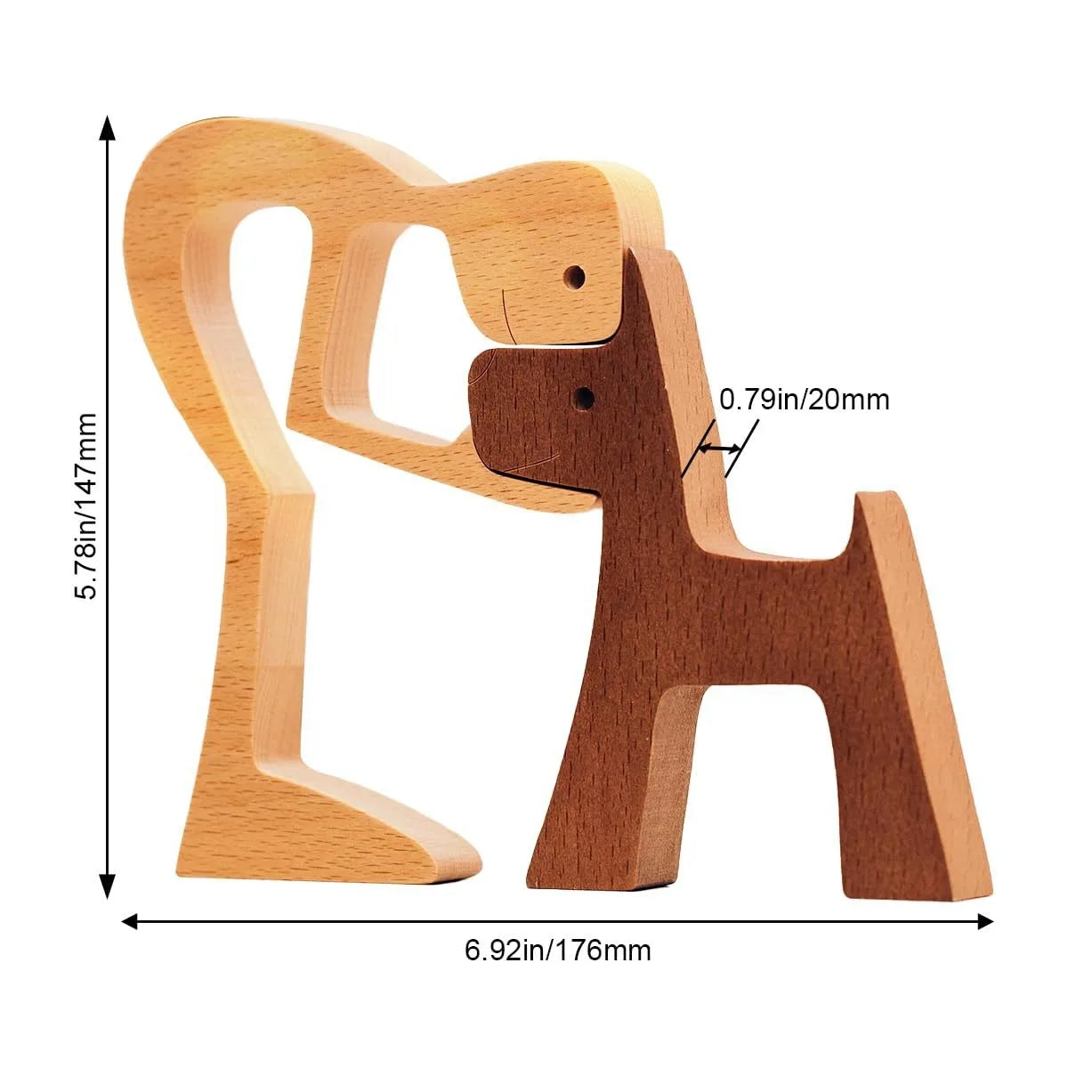 Family Puppy Wood Figurine – Hand-Carved Dog Craft for Home Decor and Gifts
