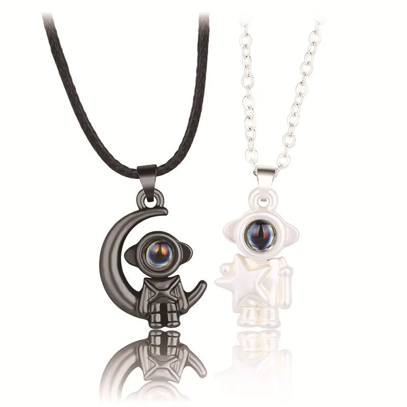 Magnetic Heart Electrocardiogram Pendant Necklace – Stainless Steel Couple Necklace Valentine's Day Gift