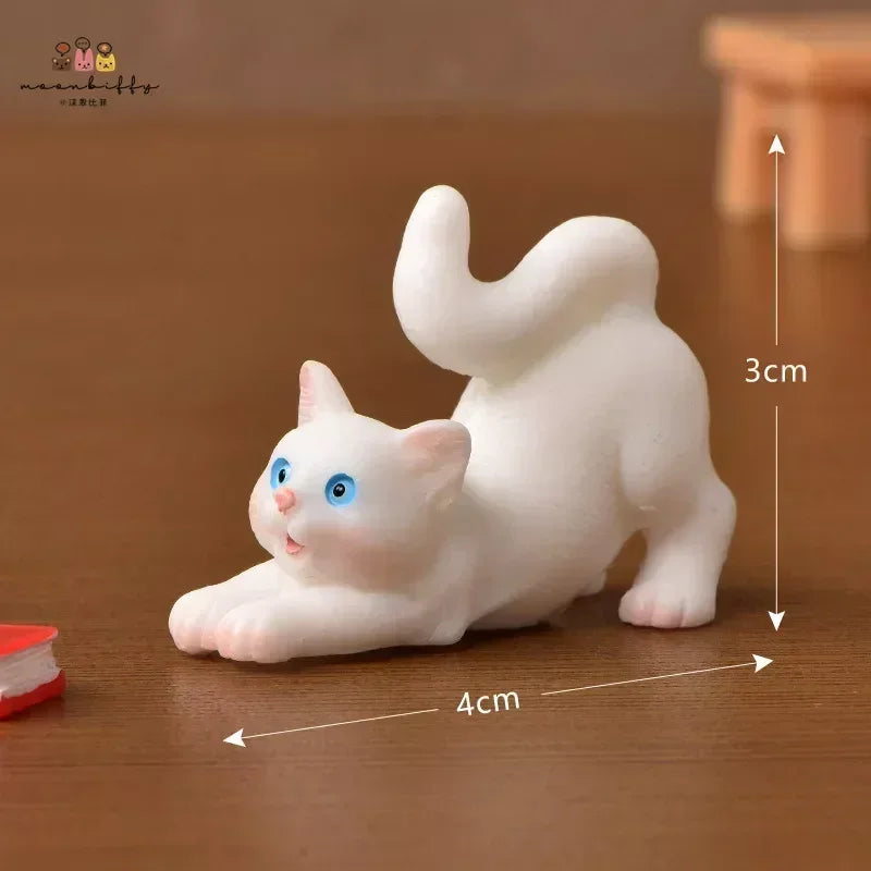 Resin Cat Ornaments – Miniature Kitten Figurines for Fairy Garden, Dollhouse, and DIY Home Decor