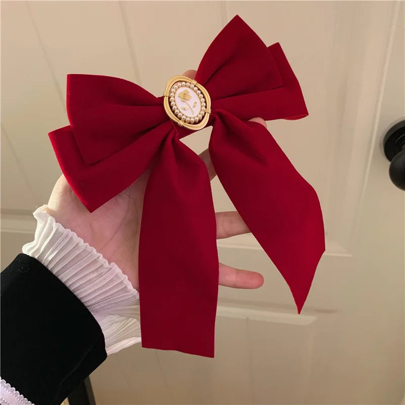 Elegant Black Velvet Bow Hair Pins – Rose Design Alloy Hair Clips for Women’s Hairstyles