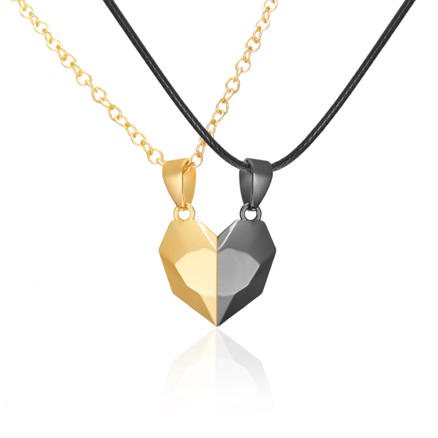 Magnetic Heart Electrocardiogram Pendant Necklace – Stainless Steel Couple Necklace Valentine's Day Gift