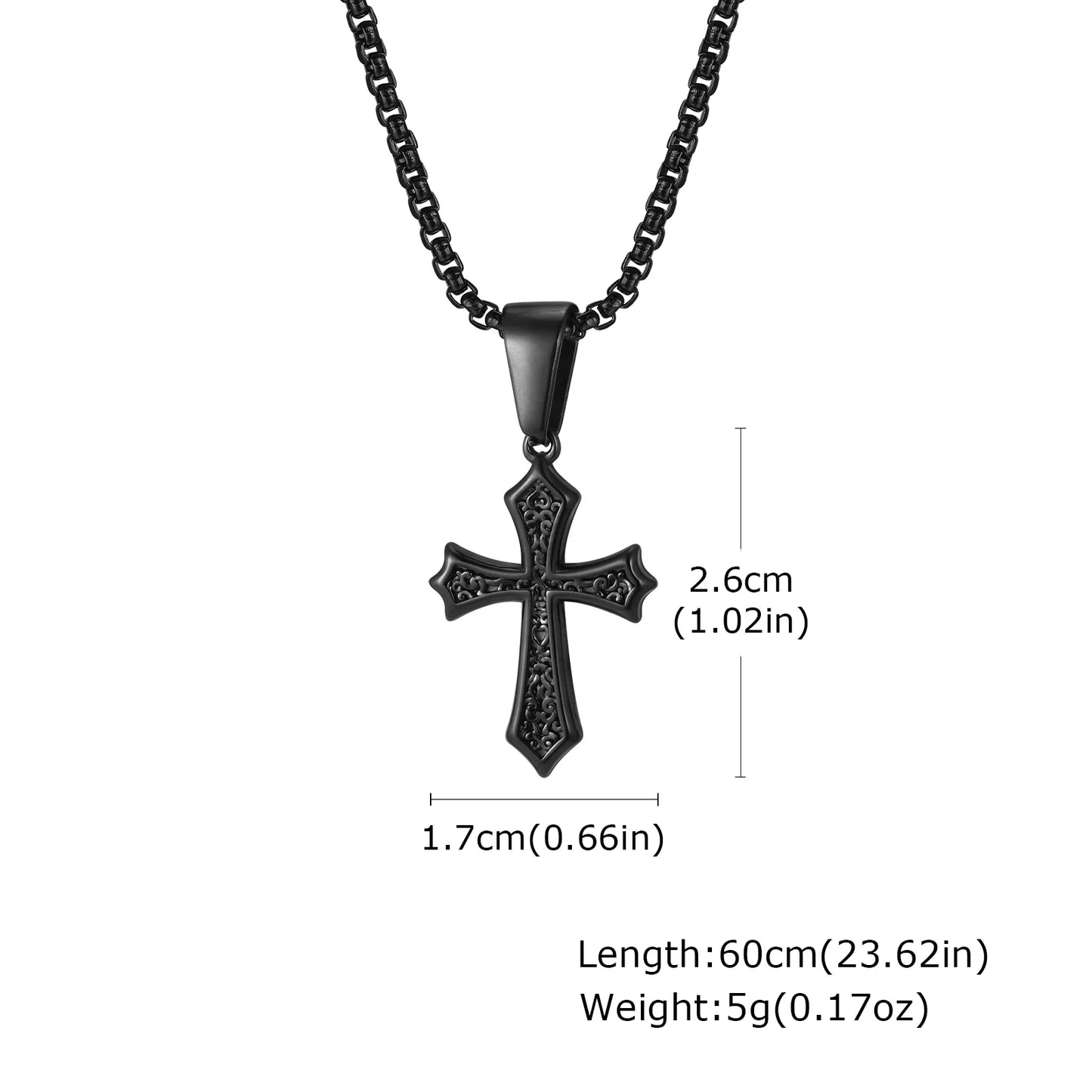 Cross Pendant Necklace for Men & Women – Stainless Steel Choker with Box Chain, Christian Jewelry Gift