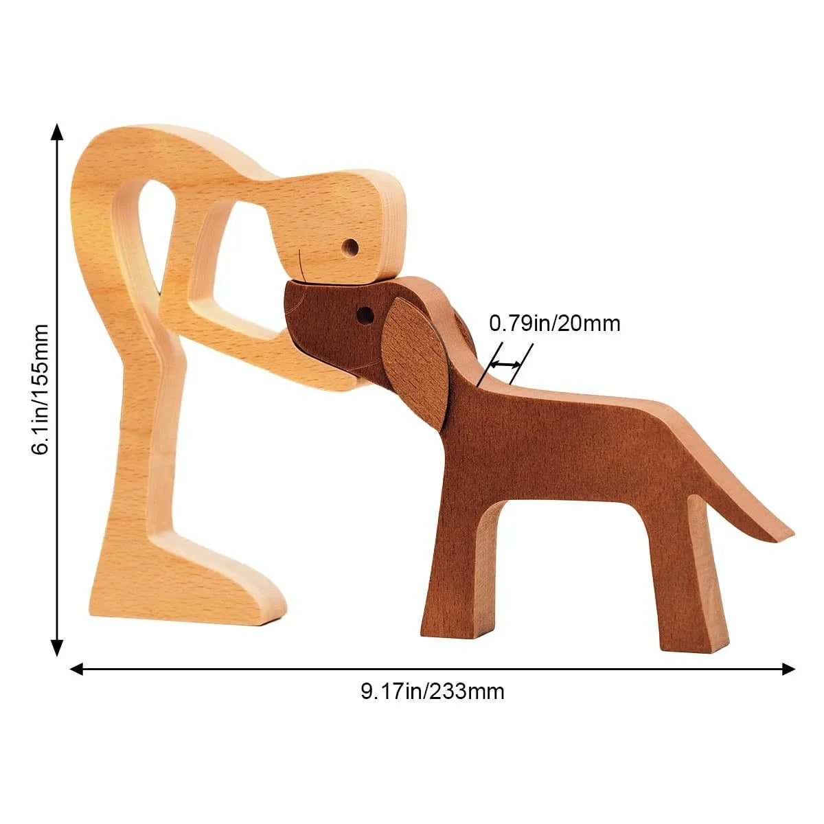 Family Puppy Wood Figurine – Hand-Carved Dog Craft for Home Decor and Gifts