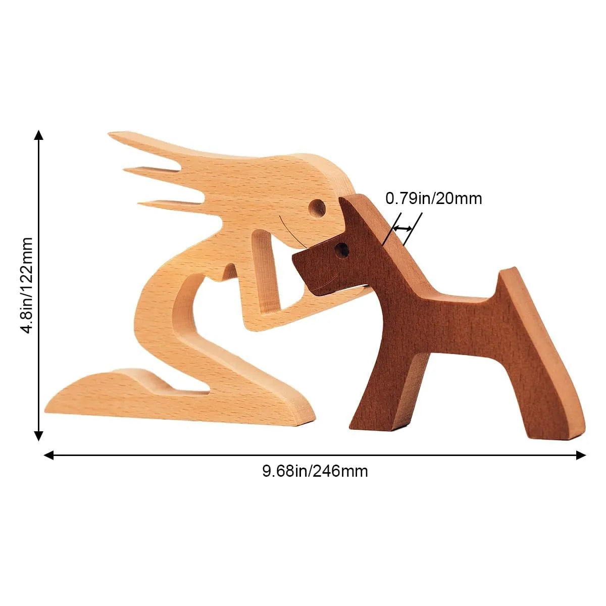 Family Puppy Wood Figurine – Hand-Carved Dog Craft for Home Decor and Gifts
