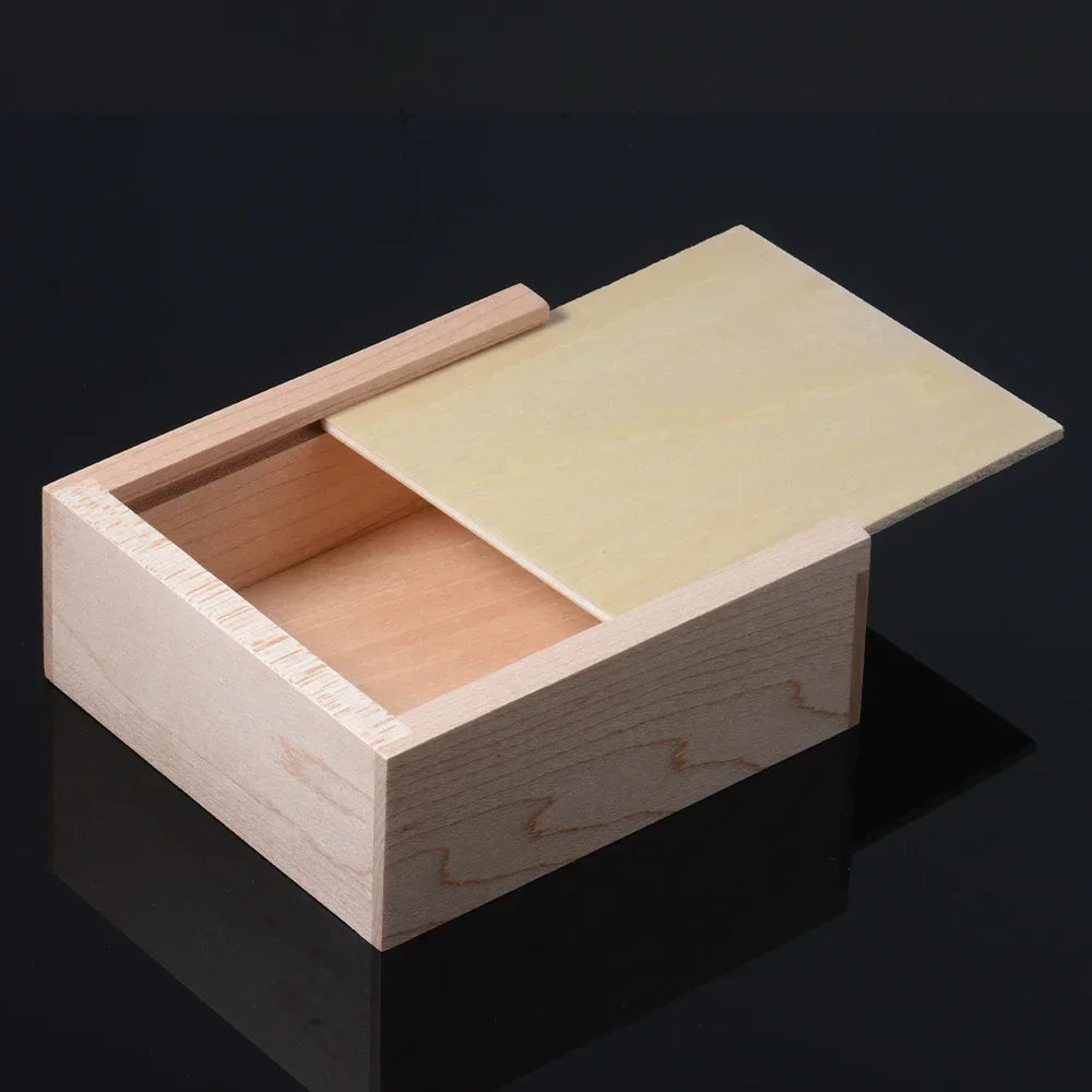 Natural Walnut Square Wooden Storage Box – Unfinished Organizer for Jewelry, Rings, Necklaces