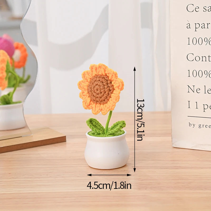 Hand-Knitted Sunflower Crochet Flower - Home Decoration