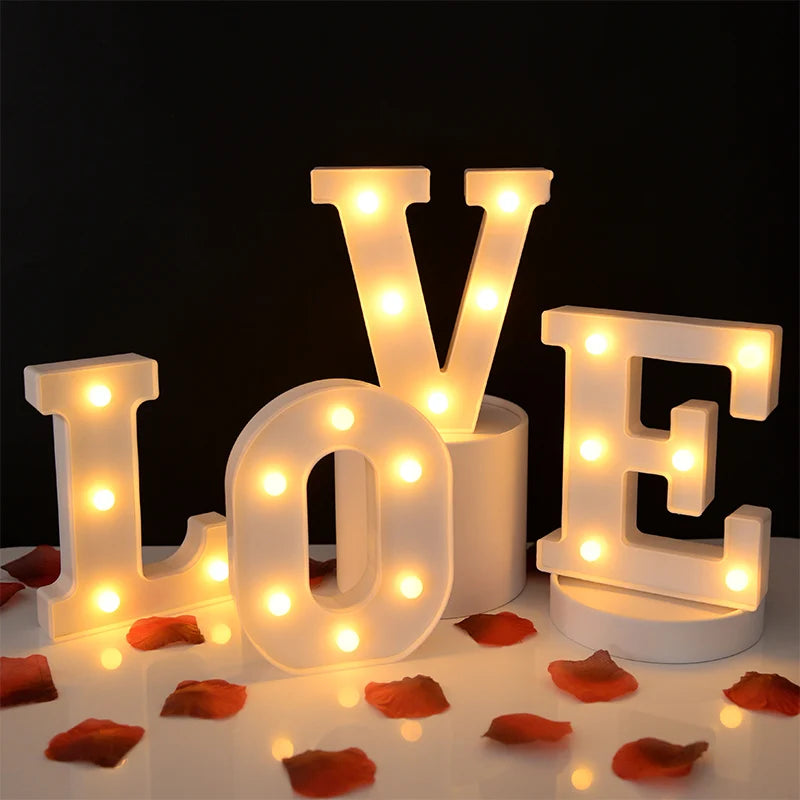 Luminous Alphabet & Number LED Lamp – Decorative Night Light for Birthdays, Weddings, Valentine’s Day, and Parties