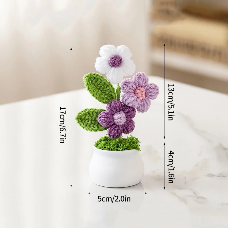 Hand-Knitted Flower Bouquet Crochet Flower - Home Decoration
