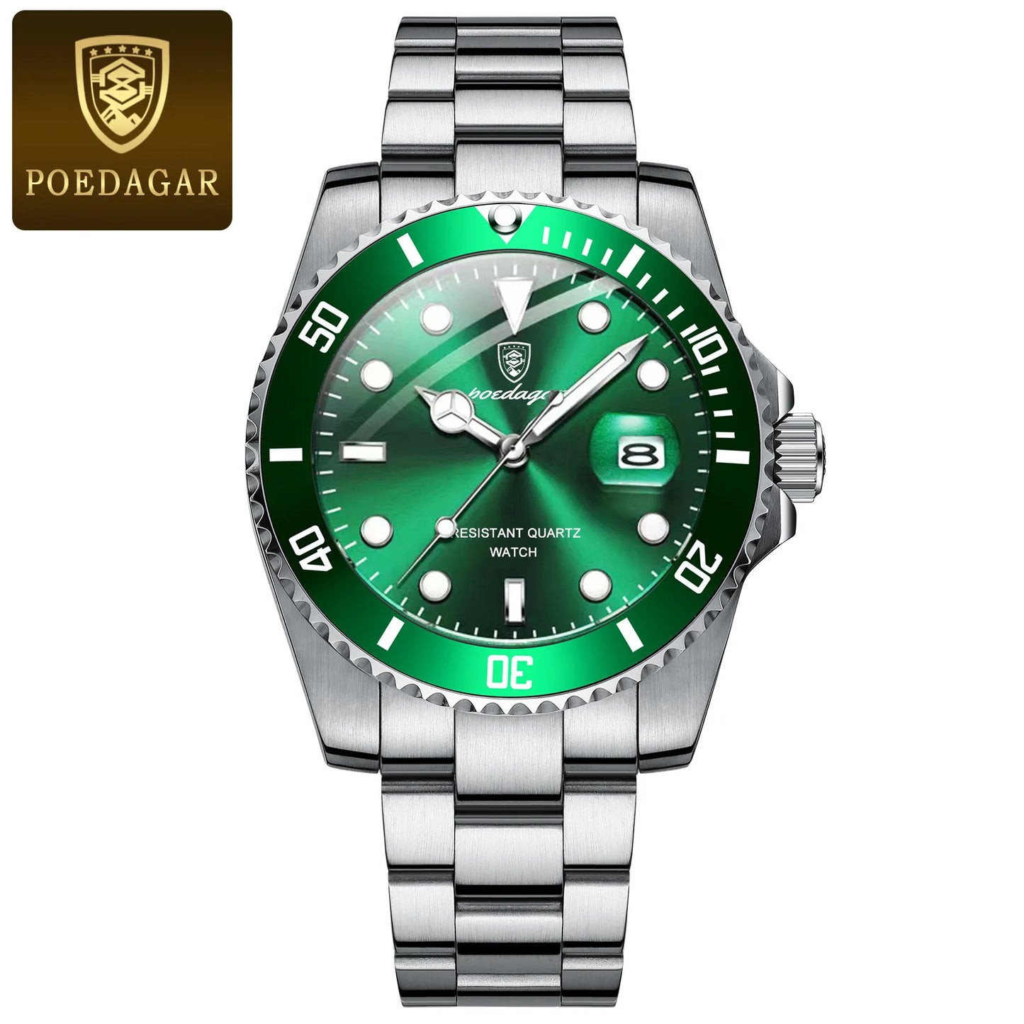 POEDAGAR Luxury Men Watch Casual Waterproof Luminous Date Men's Quartz Wristwatch High Quality Stainless Steel Man Watches Reloj