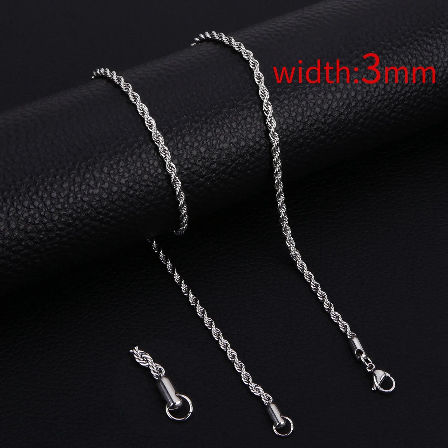 HIYEE Classic Rope Chain Necklace – Stainless Steel Figaro Cuban Chain for Men