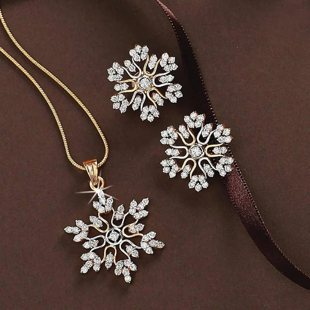 3-piece Snowflake Necklace Earrings for Women
