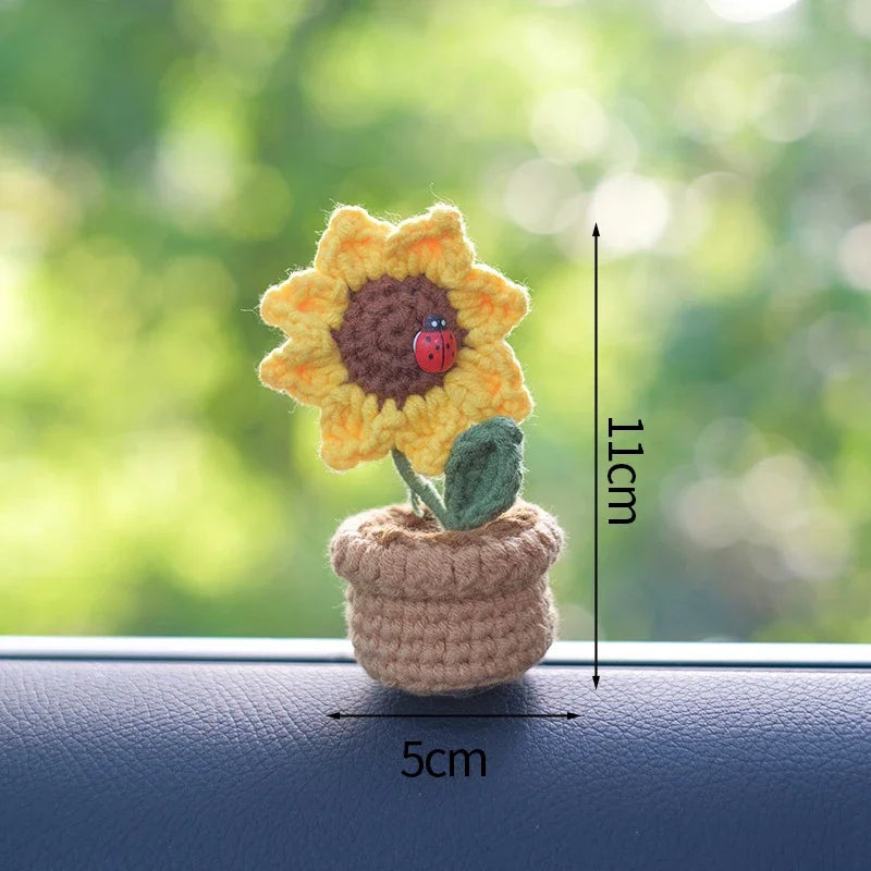 Hand-Knitted Sunflower Crochet Flower - Home Decoration
