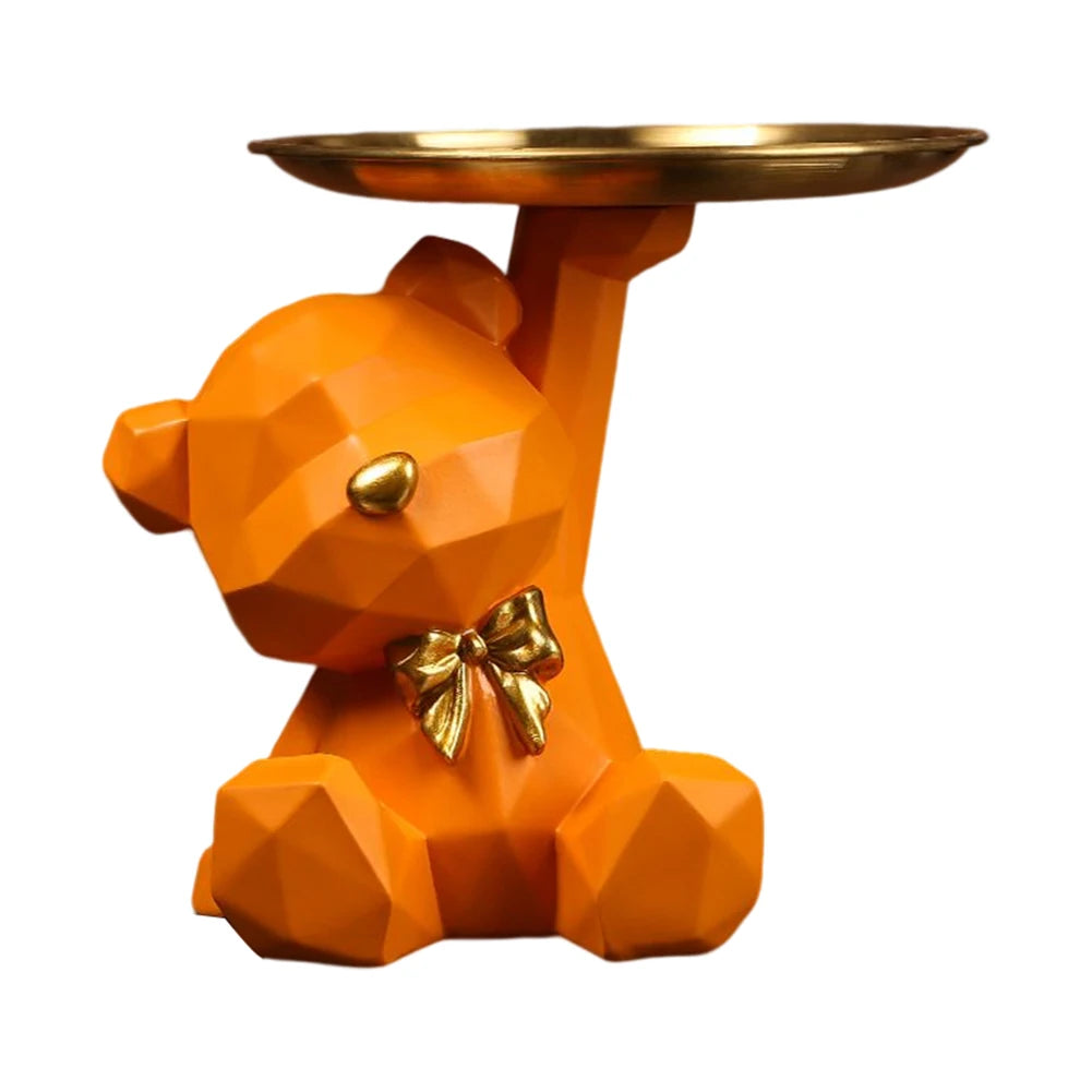 Geometric Bear Key Holder Figurine – Resin Storage Box for Home and Office Decor