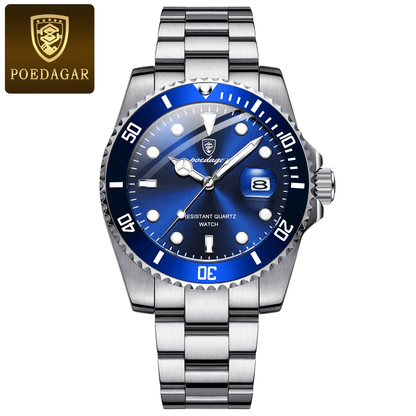 POEDAGAR Luxury Men Watch Casual Waterproof Luminous Date Men's Quartz Wristwatch High Quality Stainless Steel Man Watches Reloj