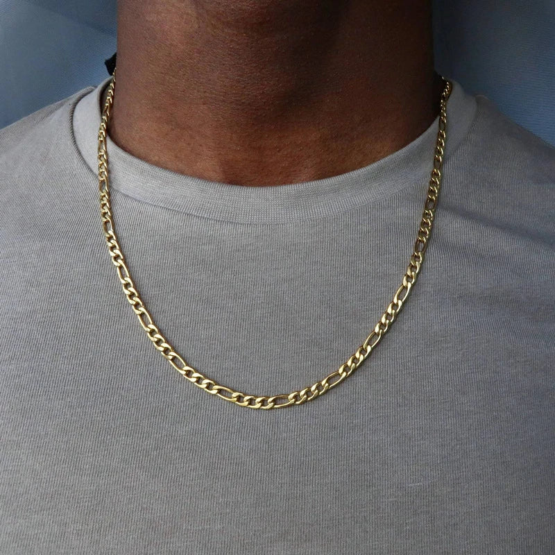 HIYEE Classic Rope Chain Necklace – Stainless Steel Figaro Cuban Chain for Men