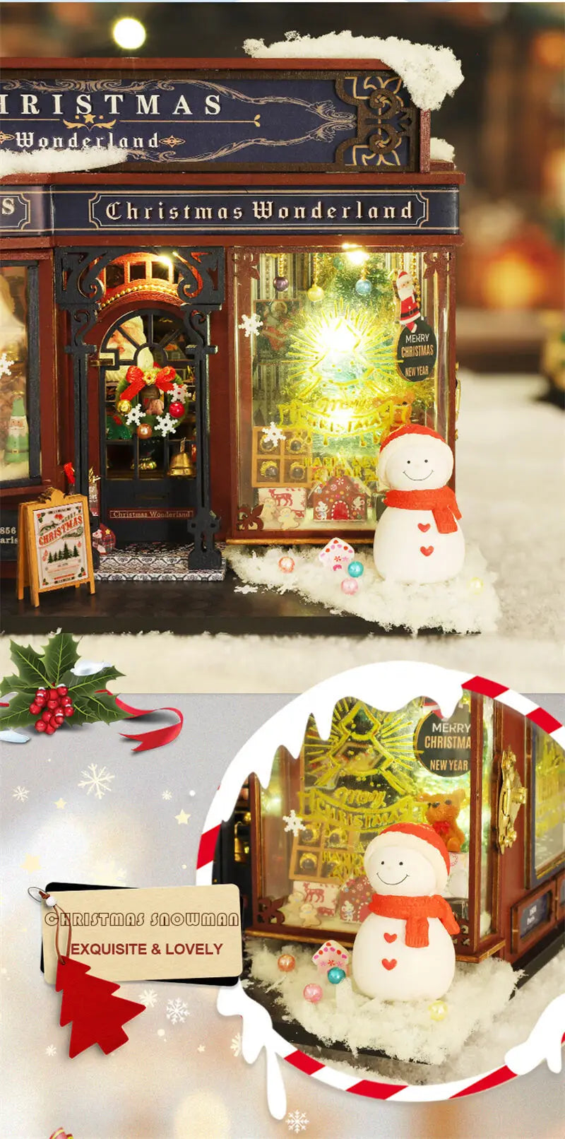 Kit de maison de poupée miniature de Noël au pays des merveilles