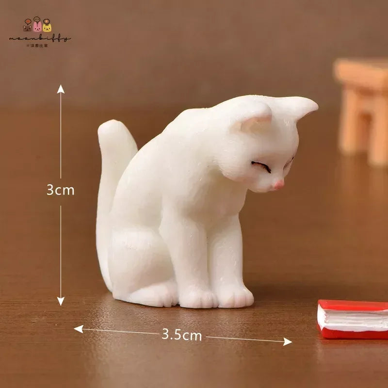 Resin Cat Ornaments – Miniature Kitten Figurines for Fairy Garden, Dollhouse, and DIY Home Decor