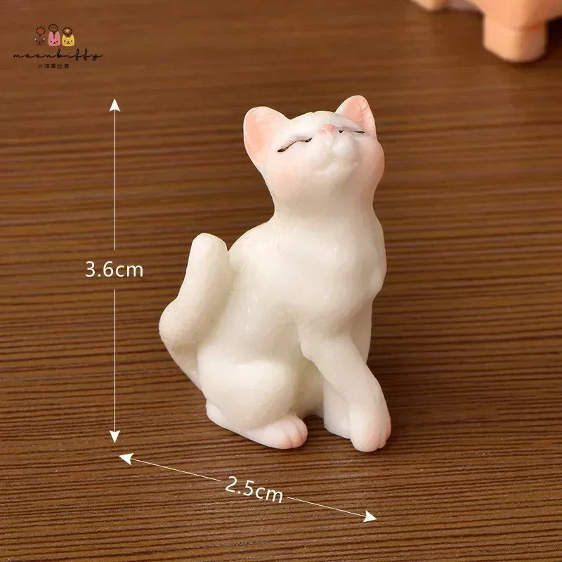 Resin Cat Ornaments – Miniature Kitten Figurines for Fairy Garden, Dollhouse, and DIY Home Decor