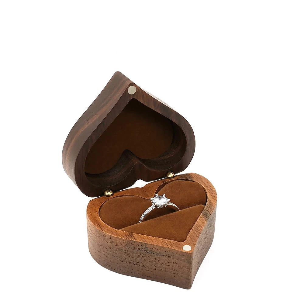 Heart-Shaped Walnut Ring Box