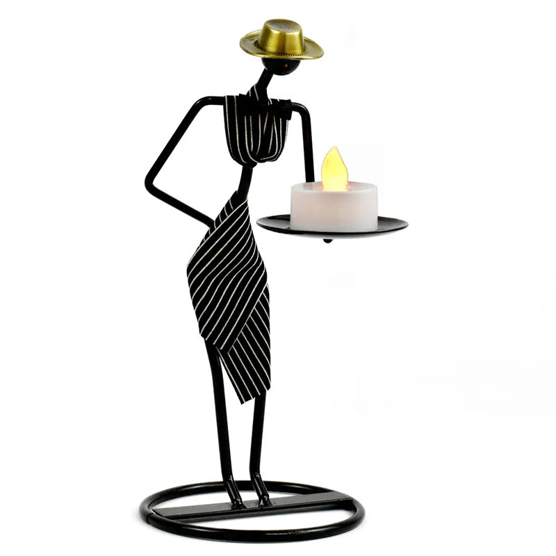 Waiter Iron Candle Holder – Creative European-Style Table Centerpiece Candlestick