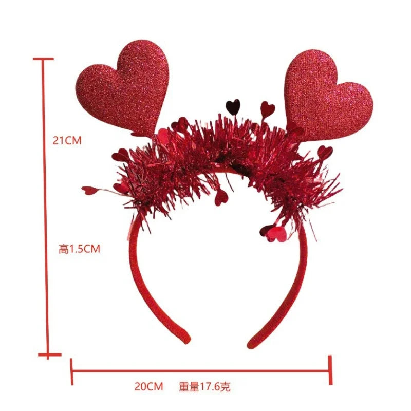 Heart Headband Valentines Day Hairband Party Red Shaped Hoops Love Band Cupid Accessories Wedding Headwear Party Supplies
