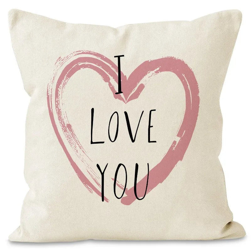 Valentine’s Day Pink Heart Print Pillowcase – Polyester Cushion Cover with Zipper for Home Decor