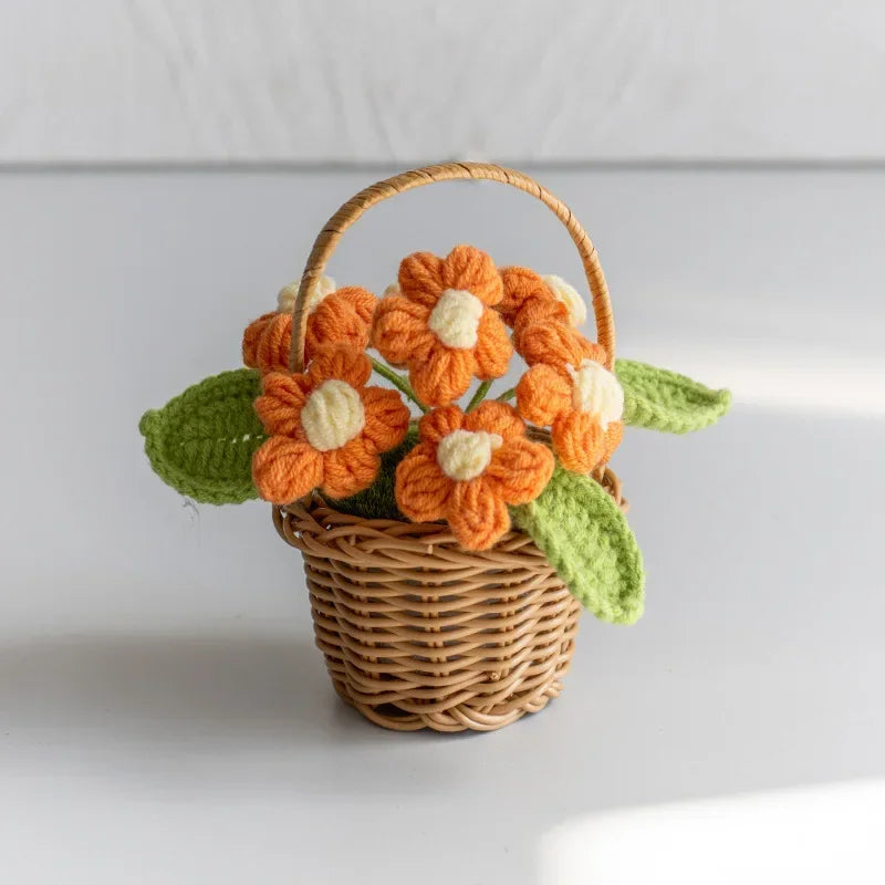 Cute Crochet Potted Flowers – Creative Hand-Woven Knitted Plant for Desktop Decoration