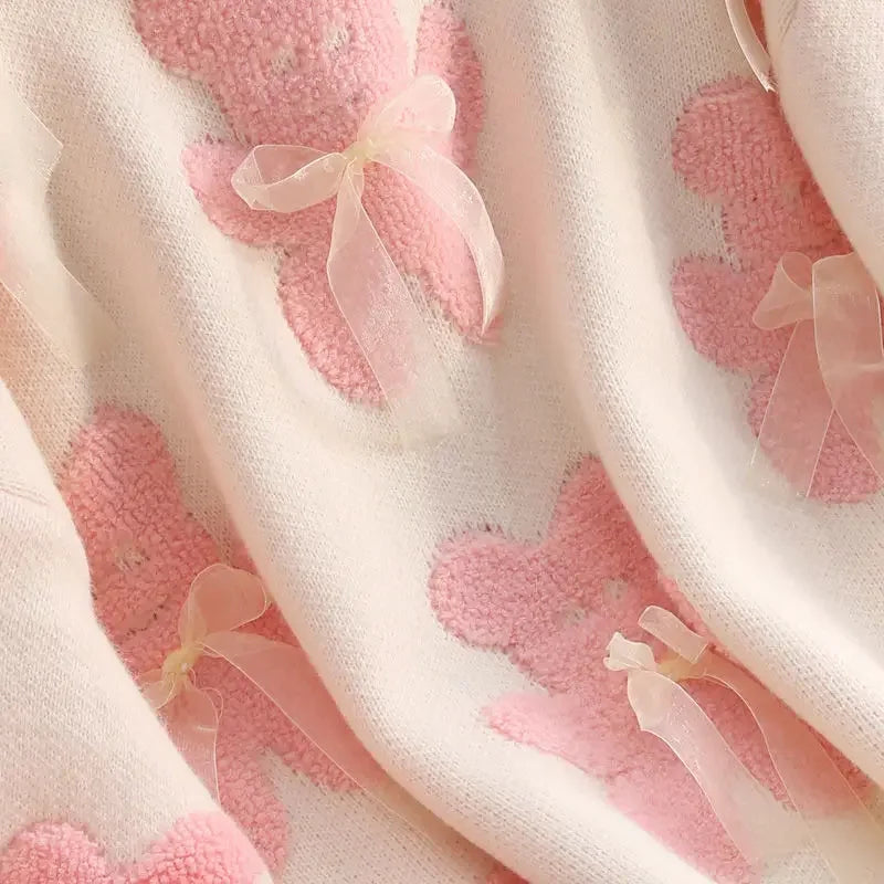 Matakawa Cartoon Pink Sweater – Women’s Kawaii Loose Fit Pullover for Autumn/Winter