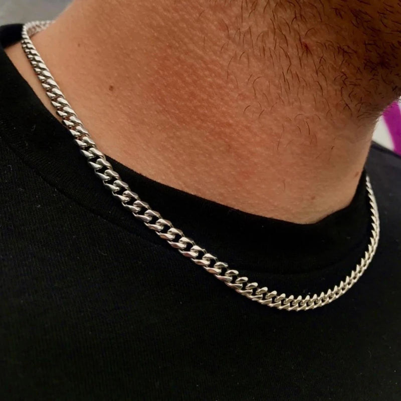 HIYEE Classic Rope Chain Necklace – Stainless Steel Figaro Cuban Chain for Men
