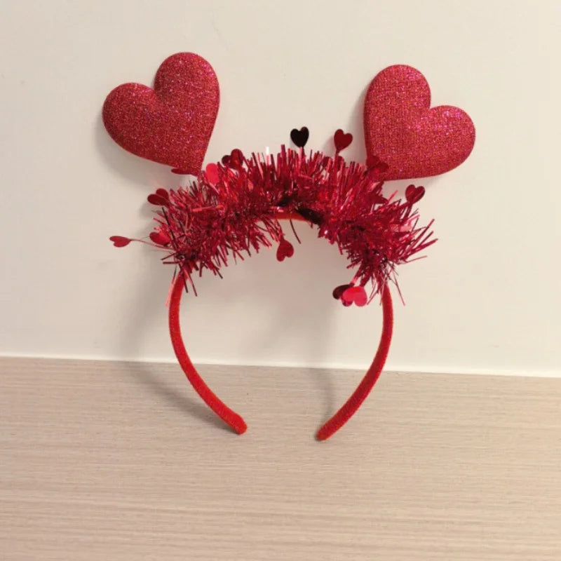 Heart Headband Valentines Day Hairband Party Red Shaped Hoops Love Band Cupid Accessories Wedding Headwear Party Supplies