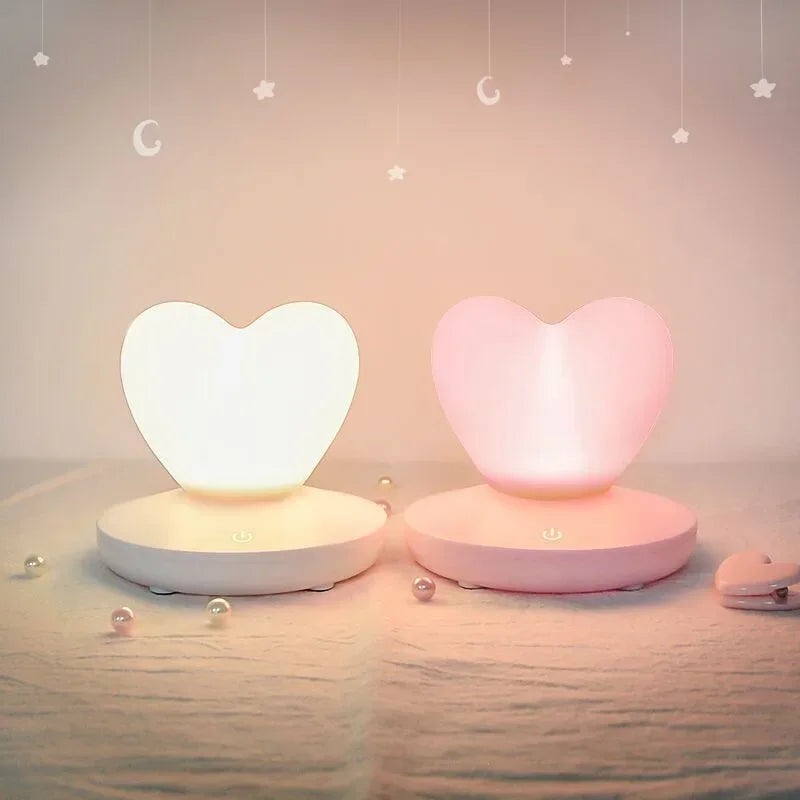 USB Rechargeable Romantic Love Heart LED Night Light – Touch Control Table Lamp for Valentine’s Day, Anniversary, and Home Decor