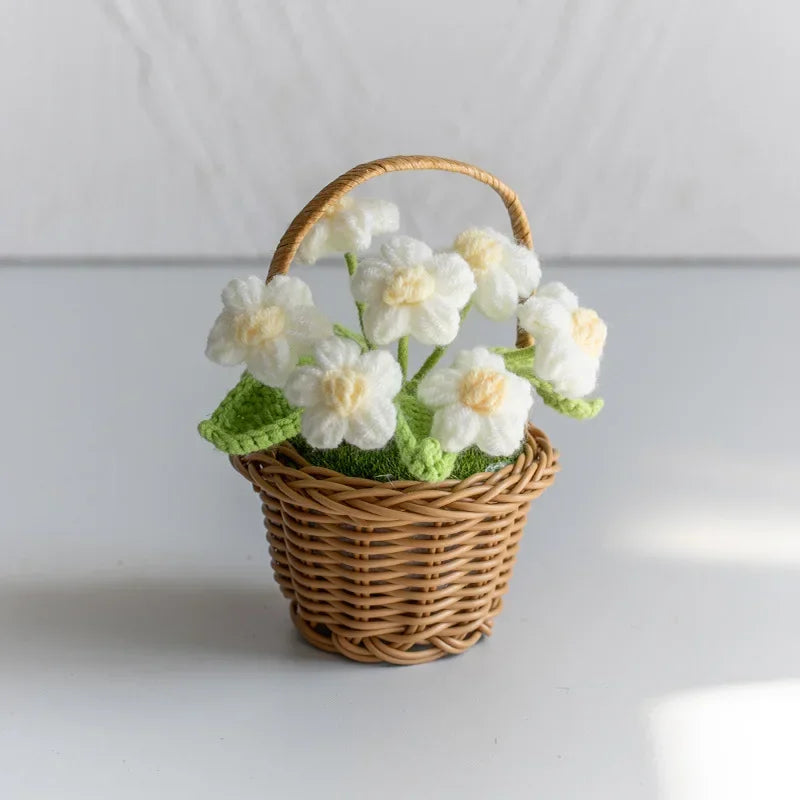 Cute Crochet Potted Flowers – Creative Hand-Woven Knitted Plant for Desktop Decoration